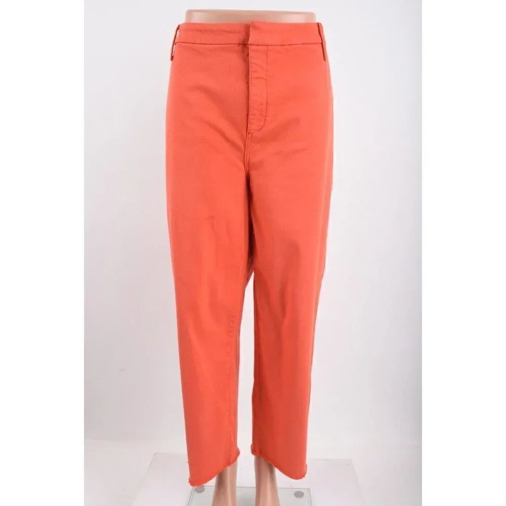 NYDJ Womens Relaxed Trousers Jean Frayed Hem High Rise Sz 16 Orange Poppy NWT